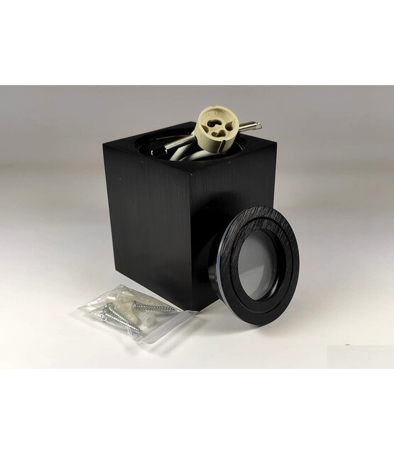 Waterdichte vierkant zwart Ø 80 x 95mm - GU10 - AQUARIUS ZWART