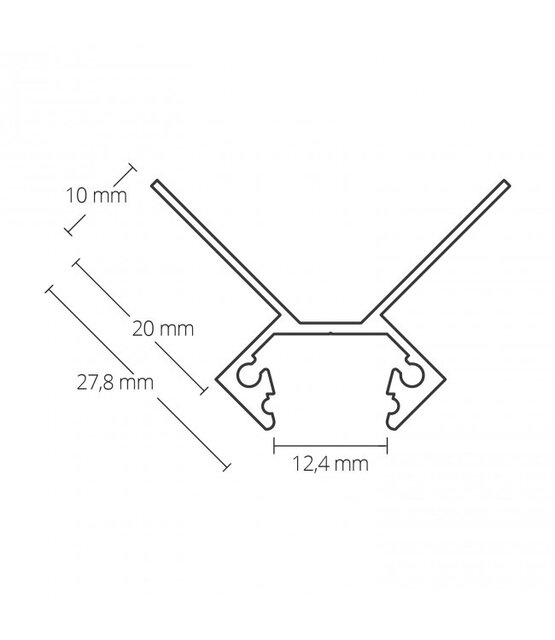 LED stuc hoekprofiel 2 meter 27,80 mm x 20 mm C23STUC BUITENHOEK