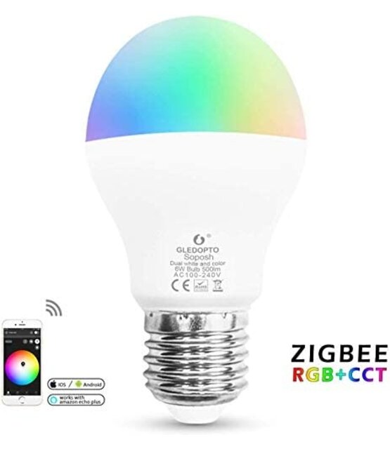 2 x Gledopto Zigbee instelbare E27 LED Spot RGBCCT 6 watt (2000K-6500K) Start kit