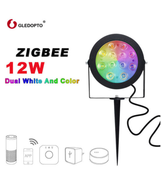 Gledopto Zigbee instelbare LED tuinspot RGBCCT 12 watt (2000K-6500K)