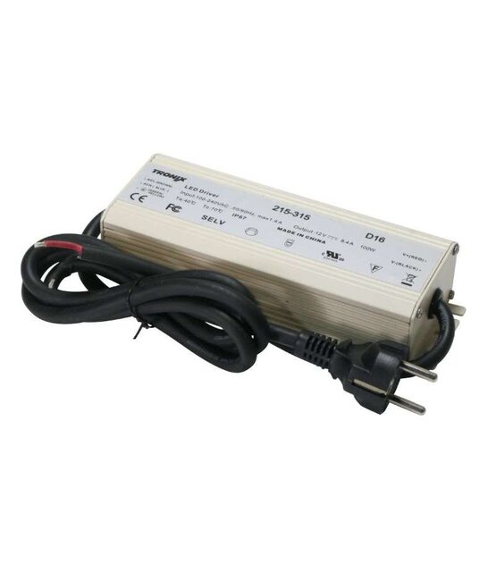 Tronix LED voeding 100 watt 12 volt 8,33 Ampère - ip67 OP = OP