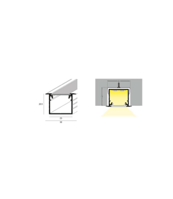 LED profiel 1 meter met afdekking  30mm X 20,4mm - 20INBOUW-ALU