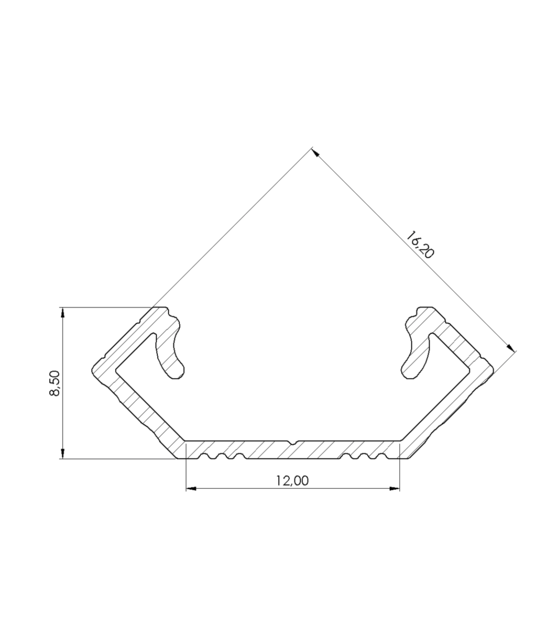 LED hoekprofiel 2 meter met opaal afdekking 24 mm x 8,50 mm - C28ALU