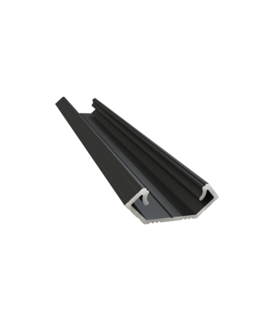 Zwart LED hoekprofiel 2 meter met opaal afdekking 24 mm x 8,50 mm - C28ZWART