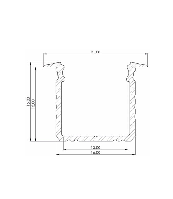 LED inbouw profiel 2 meter met opaal afdekking 16mm x 16mm 03.2ALU - UITVERKOOP