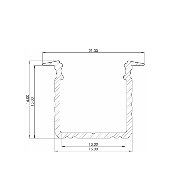 LED inbouw profiel 2 meter met opaal afdekking 16mm x 16mm 03.2WIT