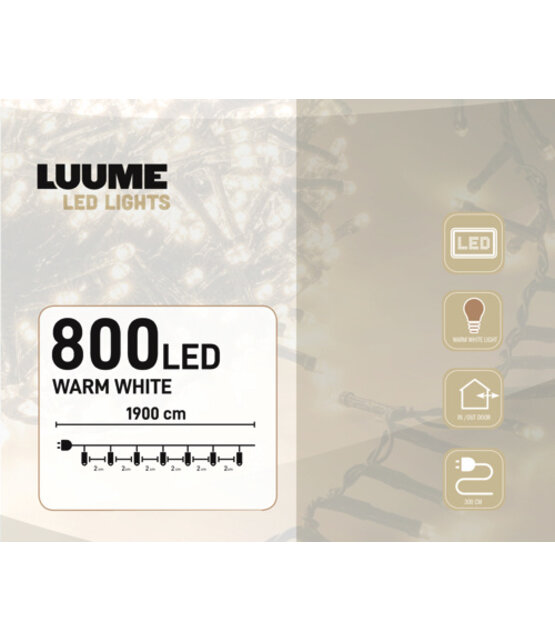 16 meter Cluster Kerstverlichting - 800 LED - warm wit met 8 lichtstanden
