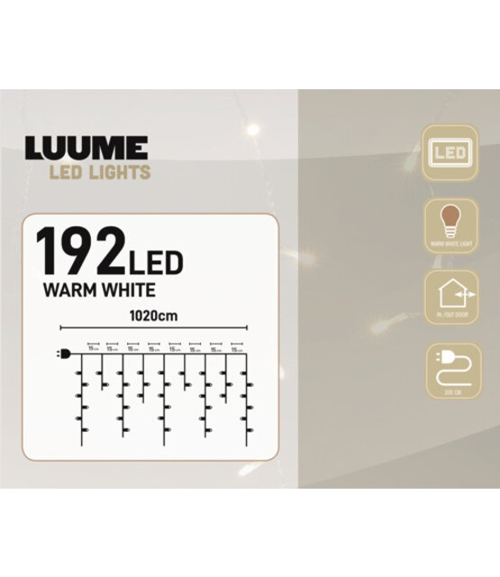 IJspegel kerstverlichting warm wit 7 meter 192 ijspegels voor binnen & buiten - Luume
