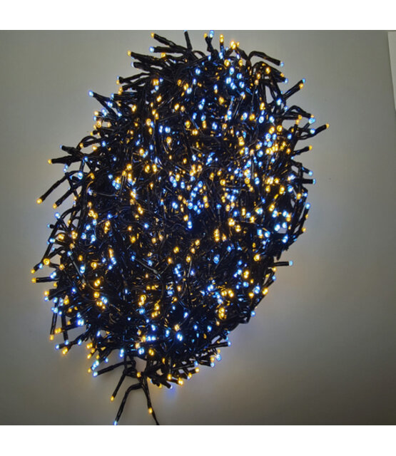 Cluster Kerstverlichting dual color warm wit en wit 1512 LED 8,5 meter zwarte kabel - IP44 voor binnen en buiten - LUKSUS