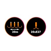Koppelbare LED feestverlichting 10 meter lang met 20 lichtpunten E27 - prikkabel
