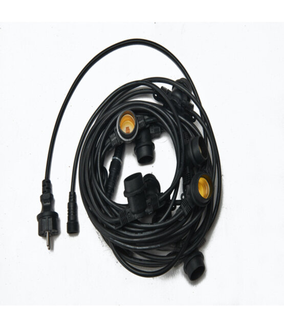 Koppelbare LED feestverlichting 20 meter lang met 20 lichtpunten E27 - prikkabel