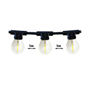 Koppelbare LED feestverlichting 20 meter lang met 20 lichtpunten E27 - prikkabel