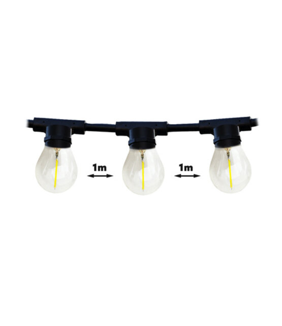Koppelbare LED feestverlichting 10 meter lang met 10 lichtpunten E27 - prikkabel