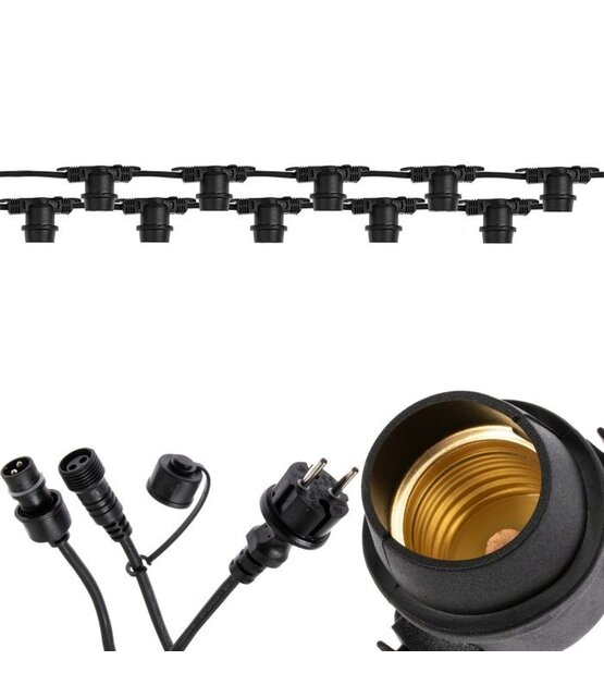 Koppelbare LED feestverlichting 10 meter lang met 10 lichtpunten E27 - prikkabel