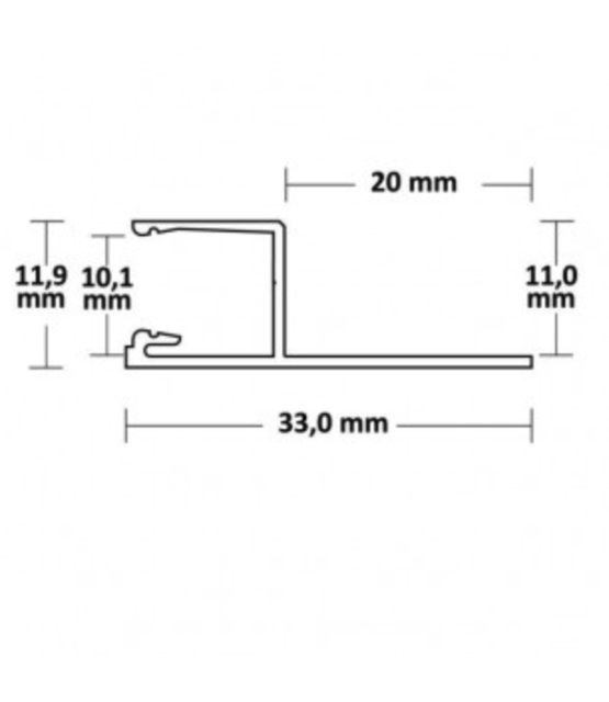 Slim LED tegelprofiel met opaal klikafdekking 33mm x 11,90 mm - SLIMSTUC04