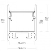 Zwart opbouw LED profiel 2 meter met opaal klikafdekking 18.5 mm x 23 mm - 18.2ZWART
