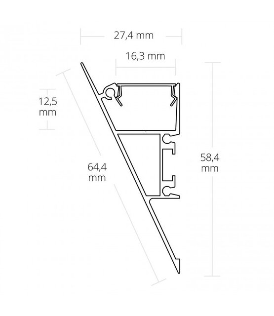 Zwart LED wandprofiel met opaal afdekking 27.4 mm x 58.4 mm - W13ZWART
