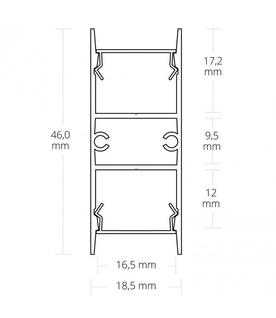 LED profiel Up Down - 2 meter met afdekking 46 mm x 18.5 mm - UpDown10Zwart