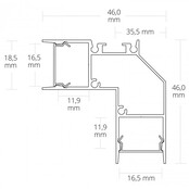 LED profiel Up Down - 2 meter met afdekking 46 mm x 18,5 mm - UpDown05Wit