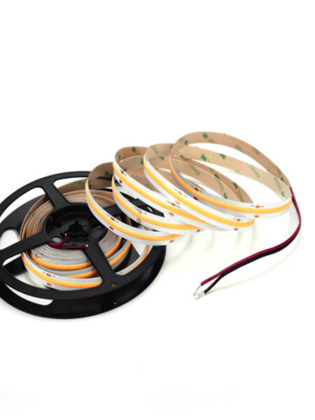 COB Ledstrip, 10 m, warm wit, ledstrip met afstandsbediening, 24 V, 3000 K, zelfklevende led-lichtstrip, waterdicht met voeding, led-band, dimbaar, CRI 90 , voor woondecoratie, tv, kast, keuken
