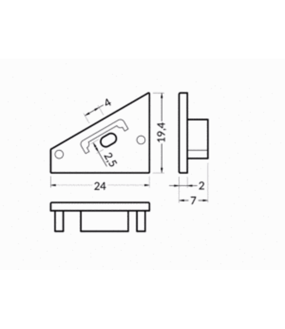 Zwarte eindkap t.b.v. LED hoek profiel C14ZWART zonder kabeldoorvoer