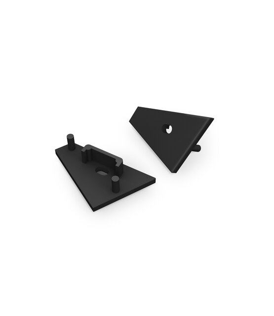 Zwarte eindkap t.b.v. LED hoek profiel C14ZWART met kabeldoorvoer