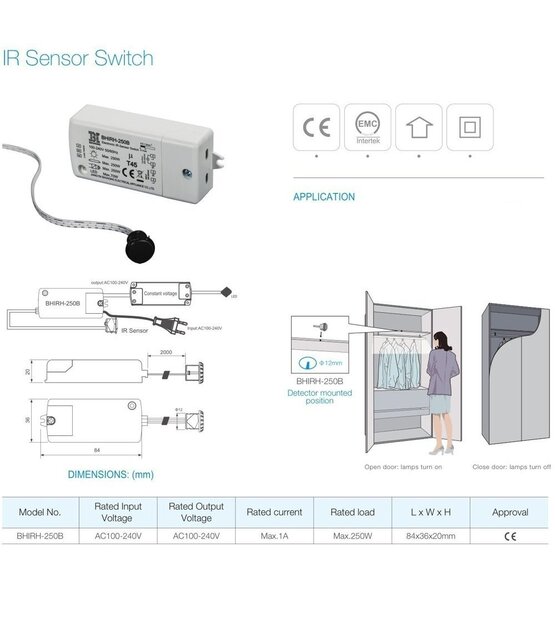 LED Dimmer met dubbele sensor - INFRAROOD LED dimmer DUO - WDP-5B-IR