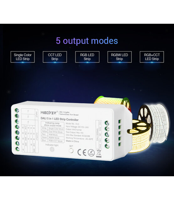 Dimbare LED controller 5 in 1 LED strip controller - Miboxer LS2