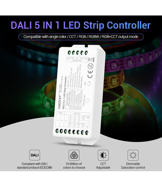 Dimbare LED controller 5 in 1 LED strip controller - Miboxer LS2