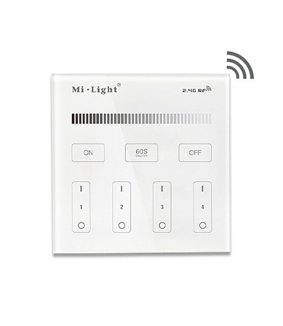 Mi-light 2.0 B1 draadloze touch-wanddimmer voor 4 zones – dimmen van 1% tot 100%