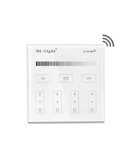 Mi-light 2.0 B1 draadloze touch-wanddimmer voor 4 zones – dimmen van 1% tot 100%