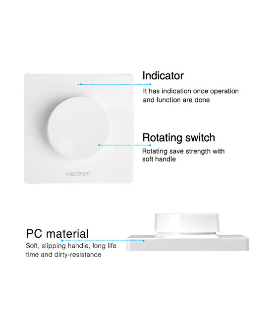 MiBoxer draadloze LED wanddimmer - Draadloze wanddimmer - K1