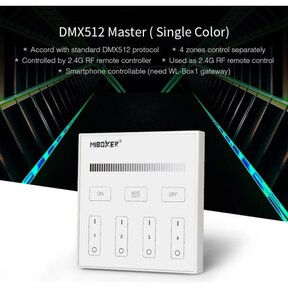 DMX Enkel kleurige LED wanddimmer - DMX 512 en Draadloos MIBOXER - X1