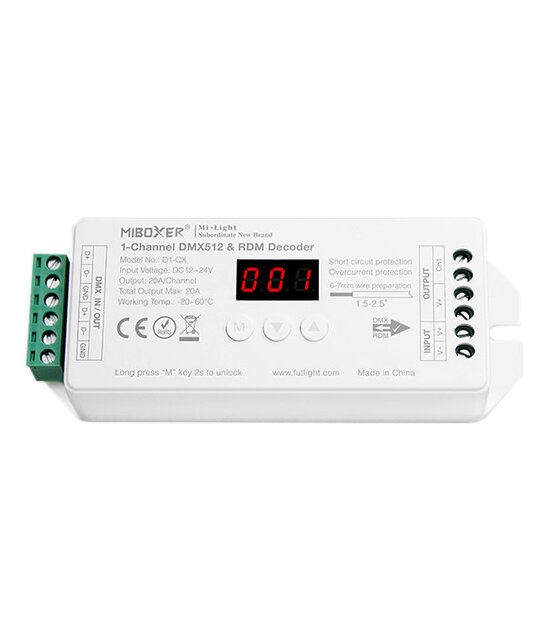DMX Controller 512 1-Kanaal 12-24V MiBOXER D1-CX