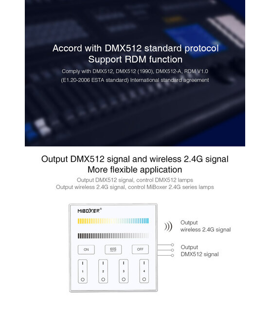 DMX Dual white CCT LED wanddimmer - Draadloos MIBOXER - X2