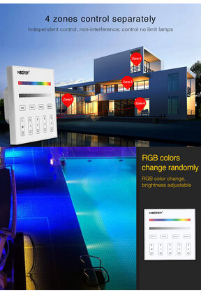 DMX RGB LED wanddimmer - DMX 512 en Draadloos MIBOXER - X3