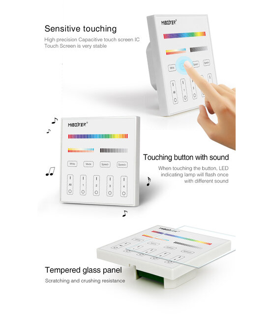 DMX RGBCCT LED wanddimmer - DMX 512 en Draadloos MIBOXER - X5