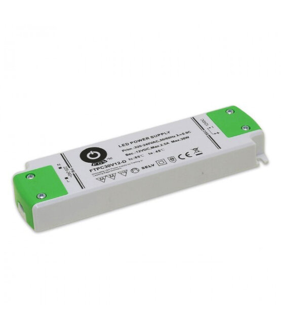 Fase afsnijding dimbare LED voeding 30 watt 12 volt 2,5 ampere - IP20 - FTPC30V12-D