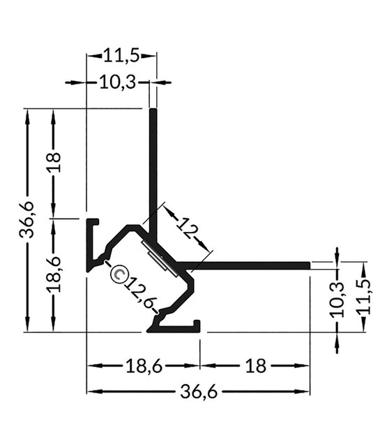 LED gips hoekprofiel met afdekking 2 meter 36,6 mm x 36,6 mm GIPS24 BUITENHOEK