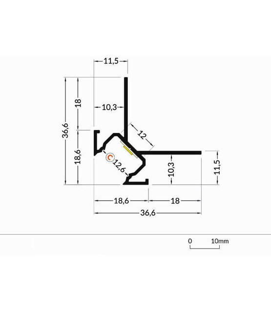 LED gips hoekprofiel met afdekking 2 meter 36,6 mm x 36,6 mm GIPS24 BUITENHOEK