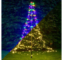 Kerstboom vlaggenmast verlichting met 640 leds 4 meter - multi color en warm wit - LUKSUS