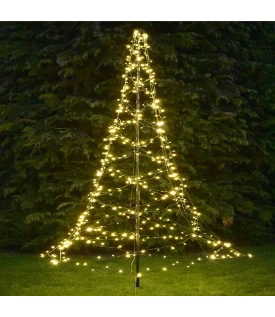 Kerstboom vlaggenmast verlichting met 640 leds 4 meter - multi color en warm wit - LUKSUS
