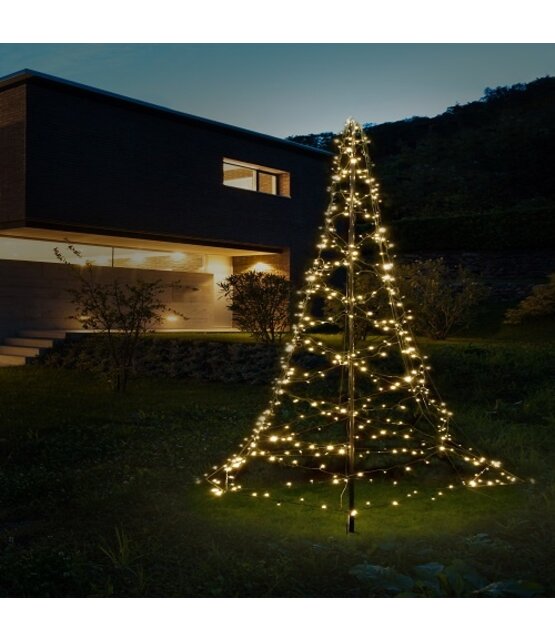 Kerstboom vlaggenmast verlichting met 640 leds 4 meter - multi color en warm wit - LUKSUS