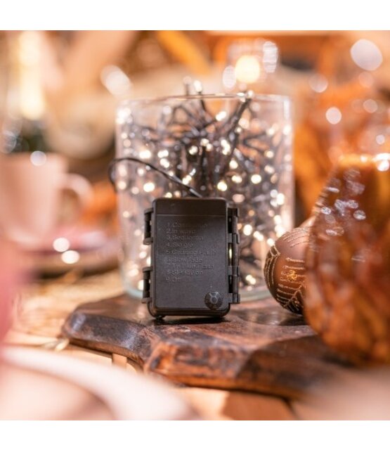 Kerstverlichting op batterij - 14,5 meter 192 LED warm wit met 8 functies & timer functie