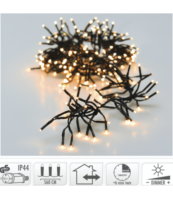Cluster kerstverlichting warm wit 768 LED 5,5 meter - 8 functies timer & dim functie – IP44 voor binnen en buiten LUKSUS