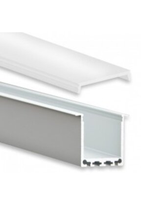 Plafond inbouw LED XL profiel 2 meter met vlakke opaal klikafdekking 35 mm x 35 mm - XL35.C1ALU