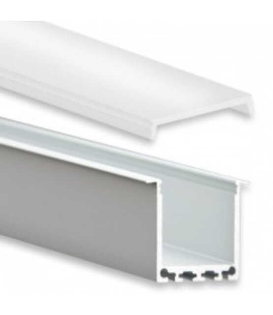 Plafond inbouw LED XL profiel 2 meter met vlakke opaal klikafdekking 35 mm x 35 mm - XL35.C1ALU