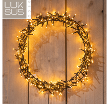 Verlichte kerstkrans ring 48 cm met 400 led lampjes warm wit - maat S - Levering vanaf week 45!