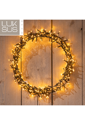 Verlichte kerstkrans ring 48 cm met 400 led lampjes warm wit - maat S - Levering vanaf week 45!