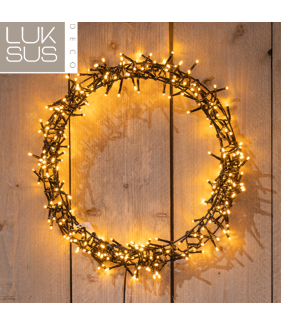 Verlichte kerstkrans ring 48 cm met 400 led lampjes warm wit - maat S - Levering vanaf week 45!